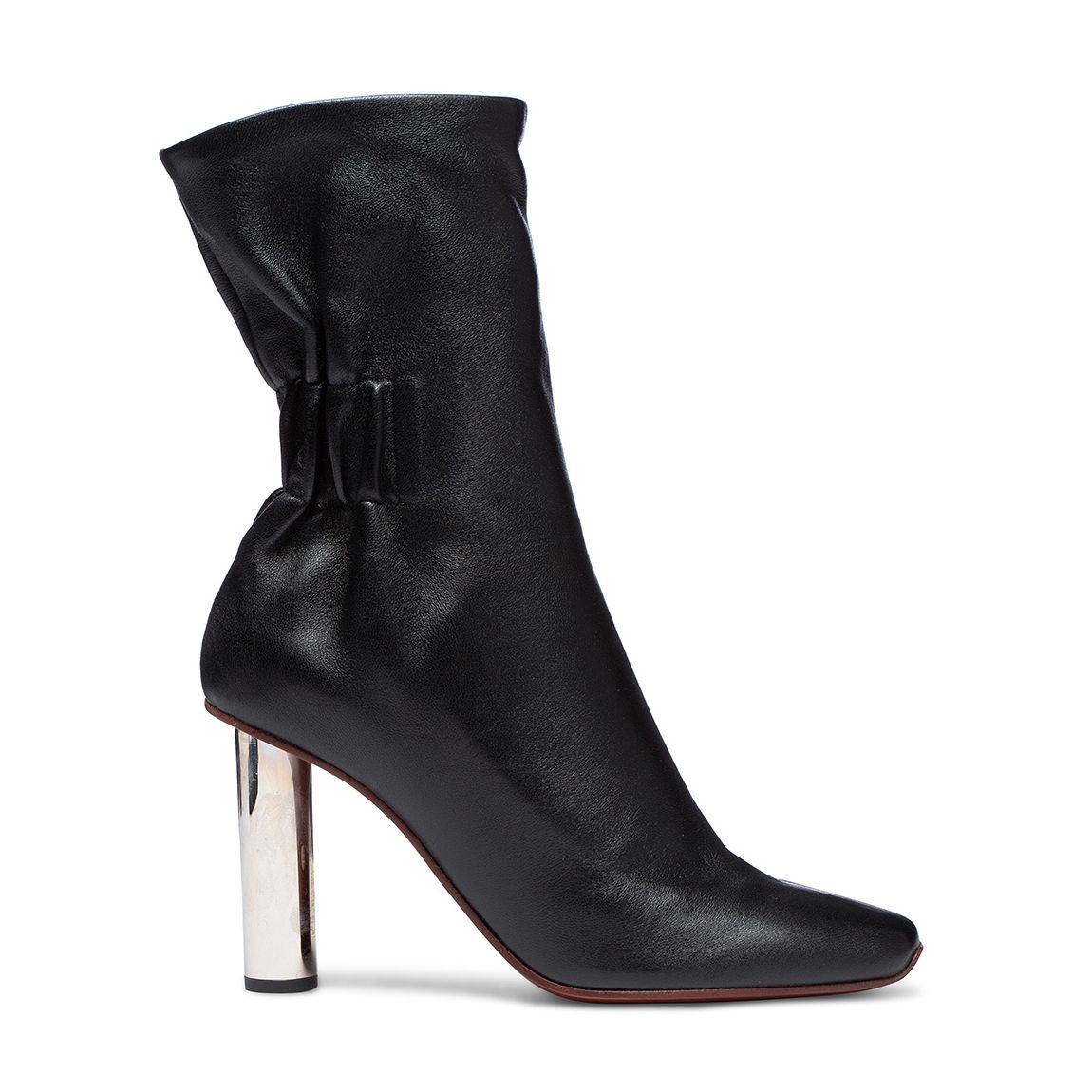 Black Leather Ruched High Boots main product photo