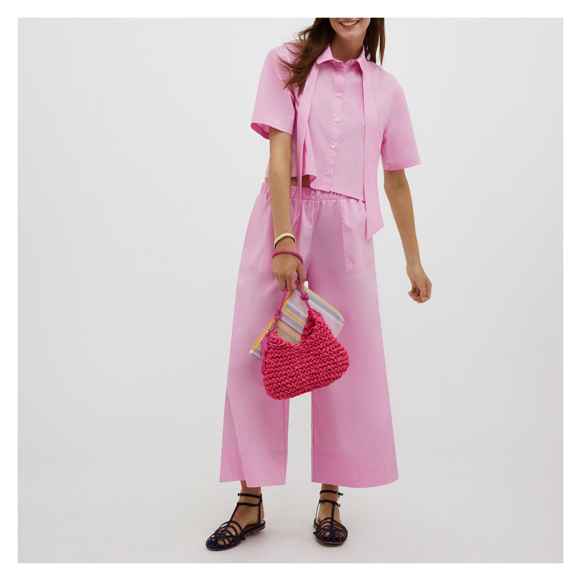 Pink Mascagni Cotton Wide Leg Trousers main product photo