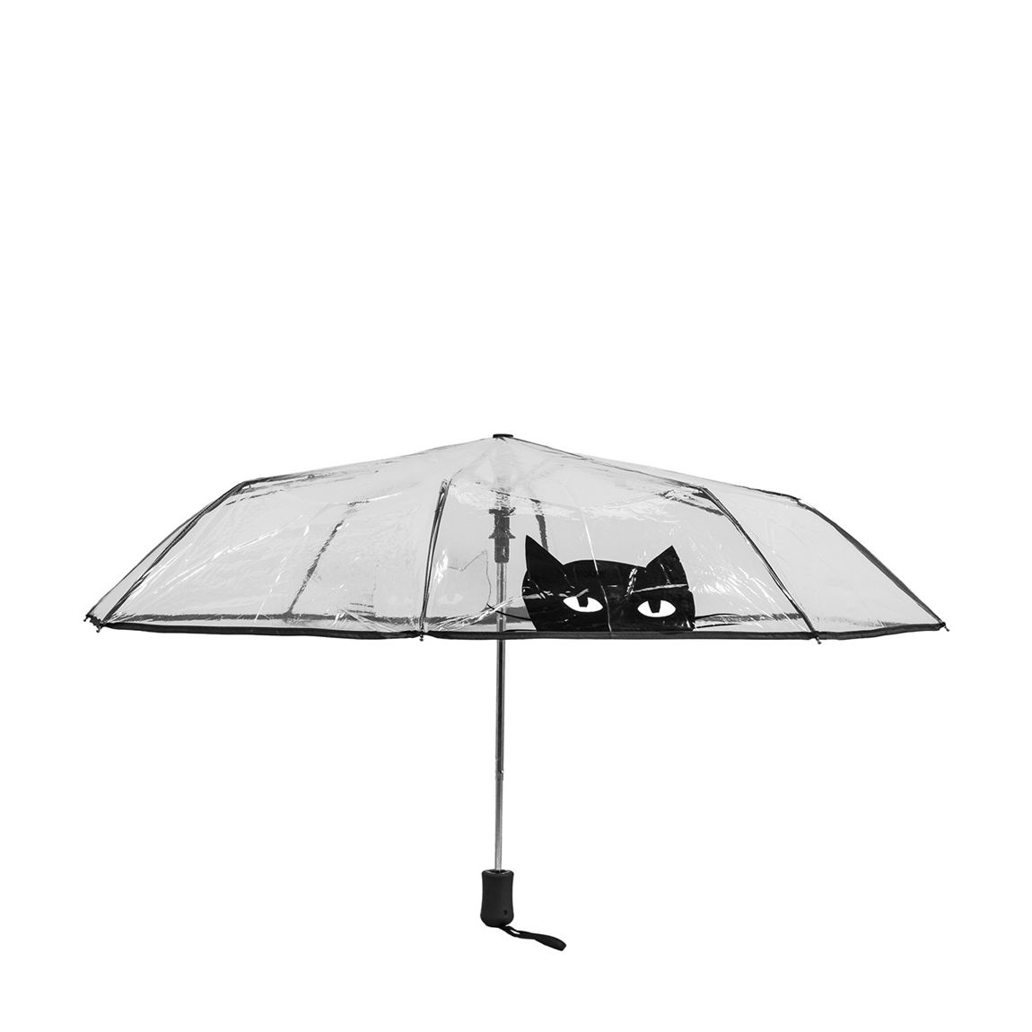 Transparent / Black Cat Folding Umbrella main product photo