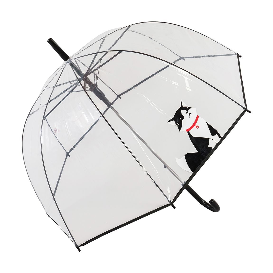 Transparent / Black Cat Birdcage Umbrella main product photo