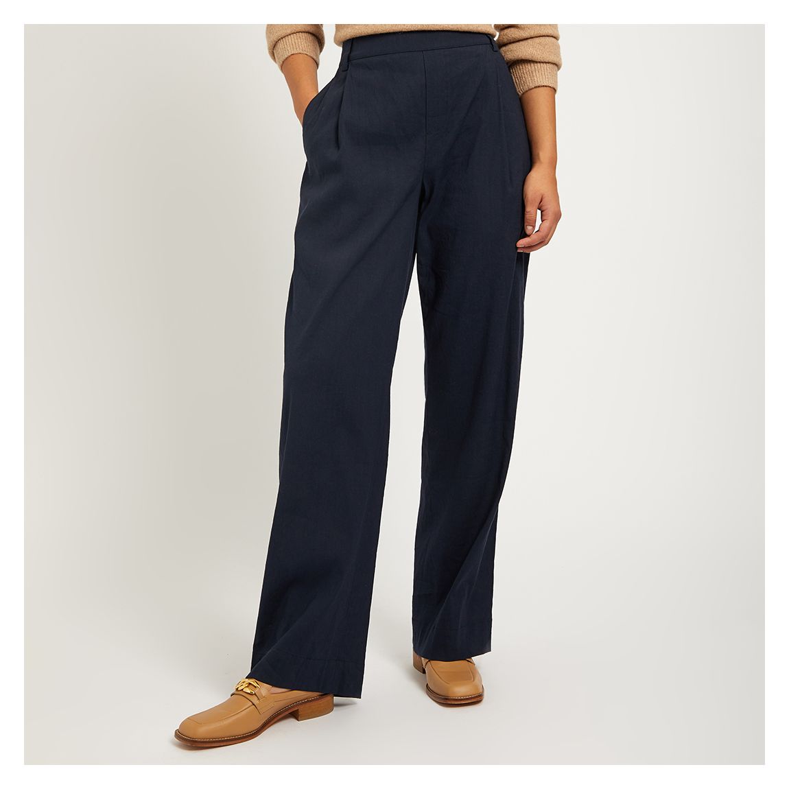 Dark Navy Wide Leg Tailored Trousers main product photo
