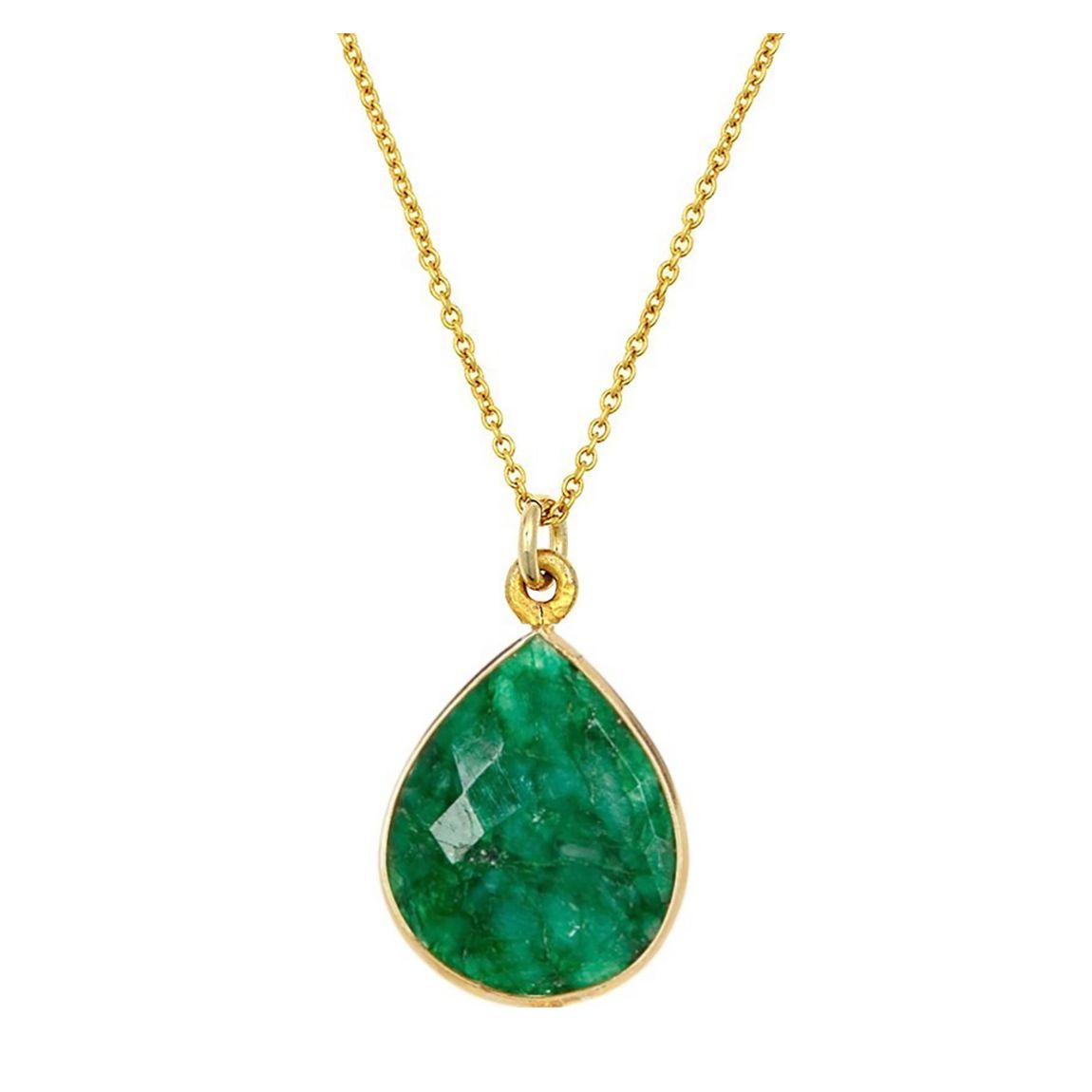 18K Emerald Pear Drop Pendant Necklace main product photo