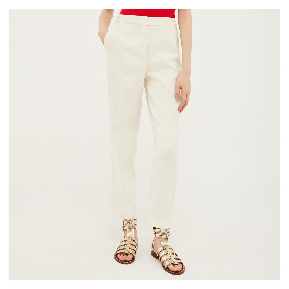 Ecru Ivinci Cotton Blend Trousers main product photo