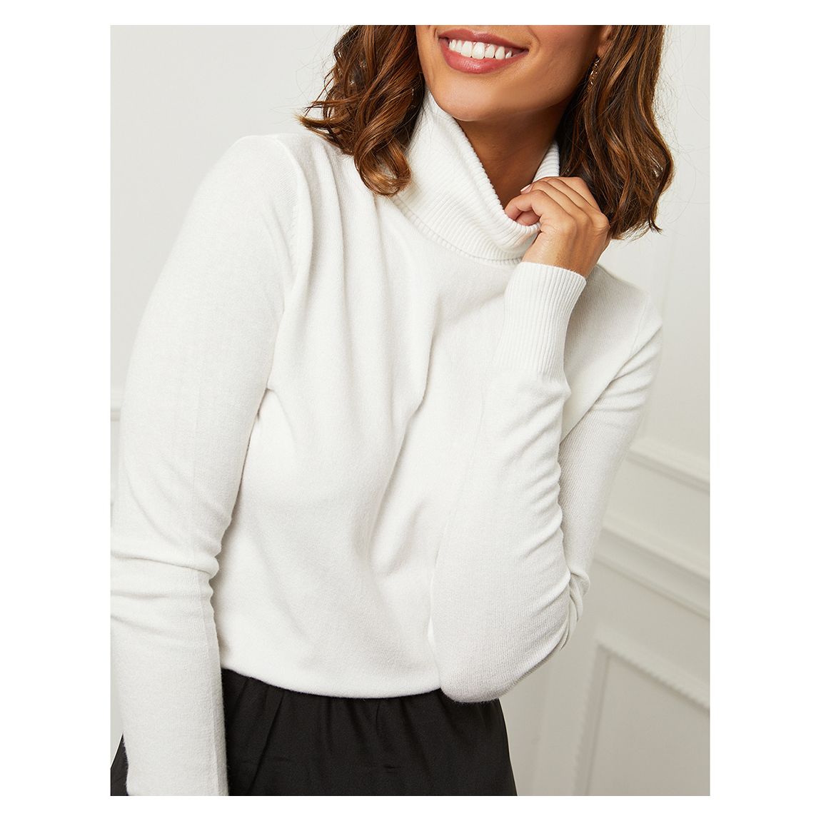 White Cashmere Blend Roll Neck Jumper main product photo