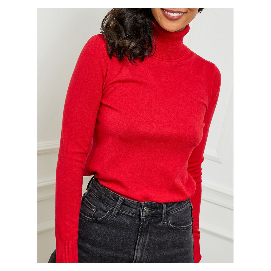 Red Cashmere Blend Roll Neck Jumper main product photo