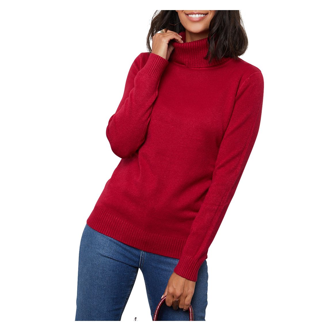 Red Cashmere Blend Roll Neck Jumper main product photo