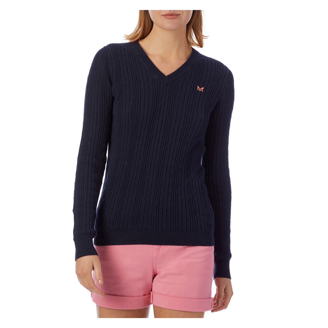 Navy Cotton Cable V-Neck main product photo