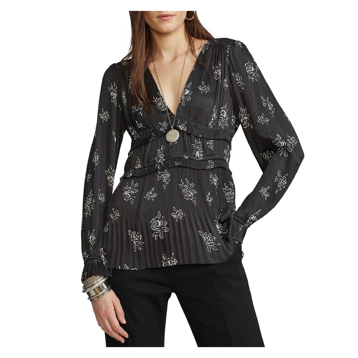 Black Rose Printed Satin Top main product photo