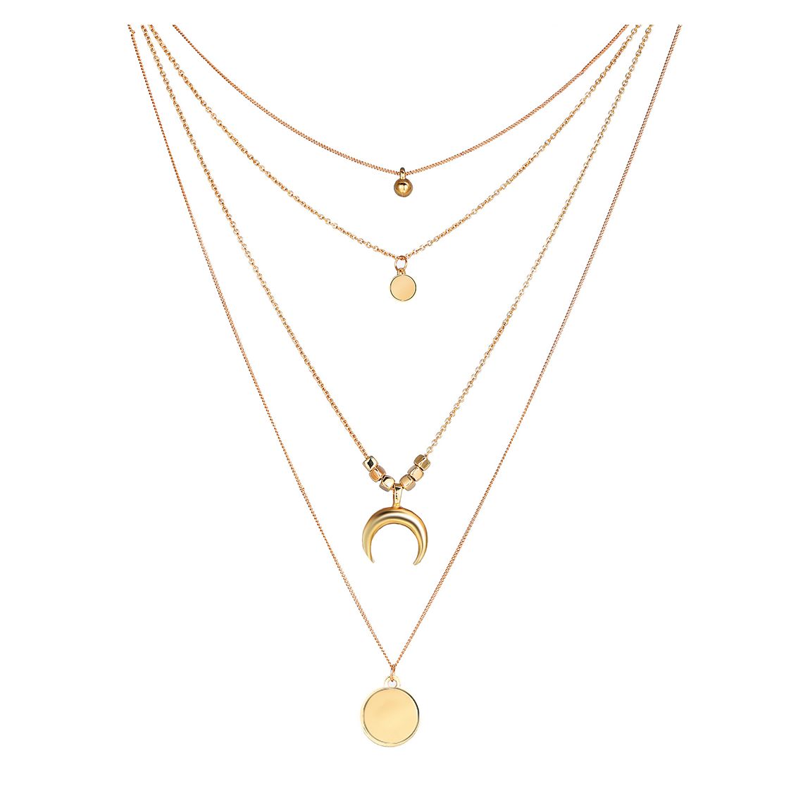 18K Gold Plated Multi Strand Layer Disc Necklace main product photo