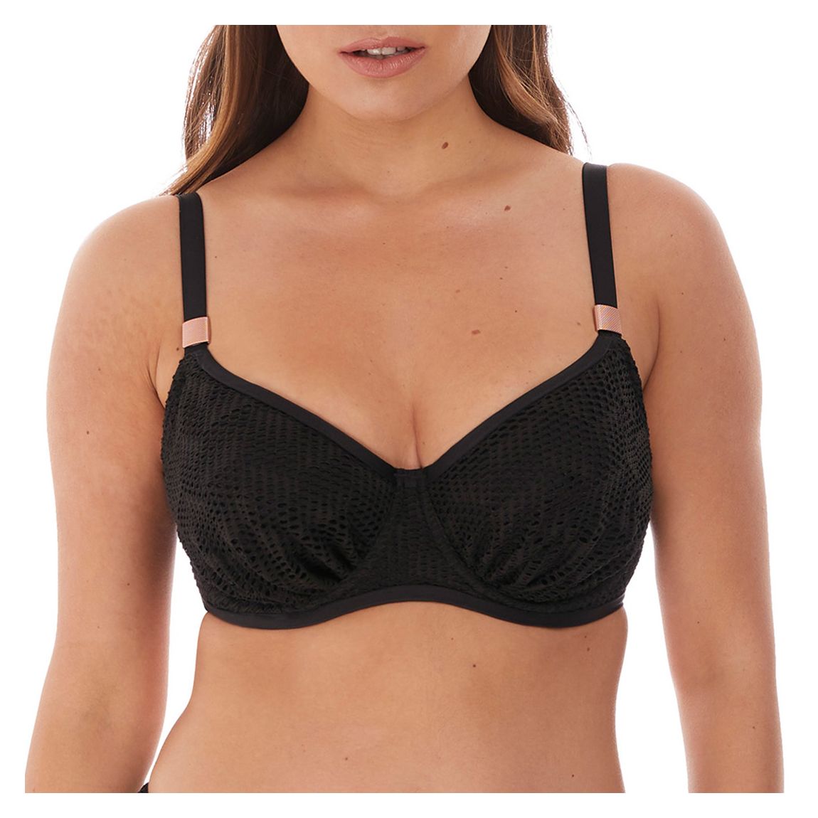 Black Marseille UW Gathered Full Cup Bikini Top main product photo