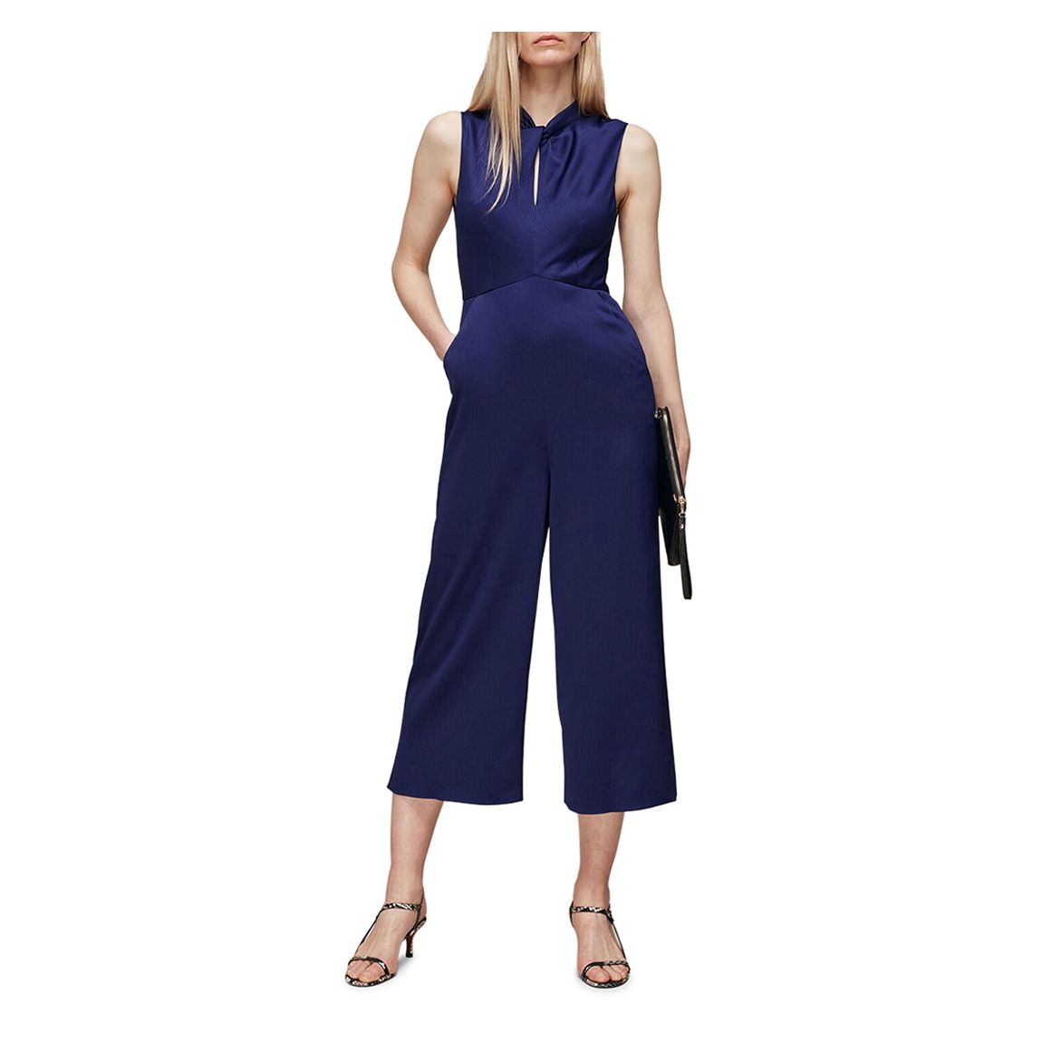 Bright Navy Hammered Satin Twist Jumpsuit main product photo