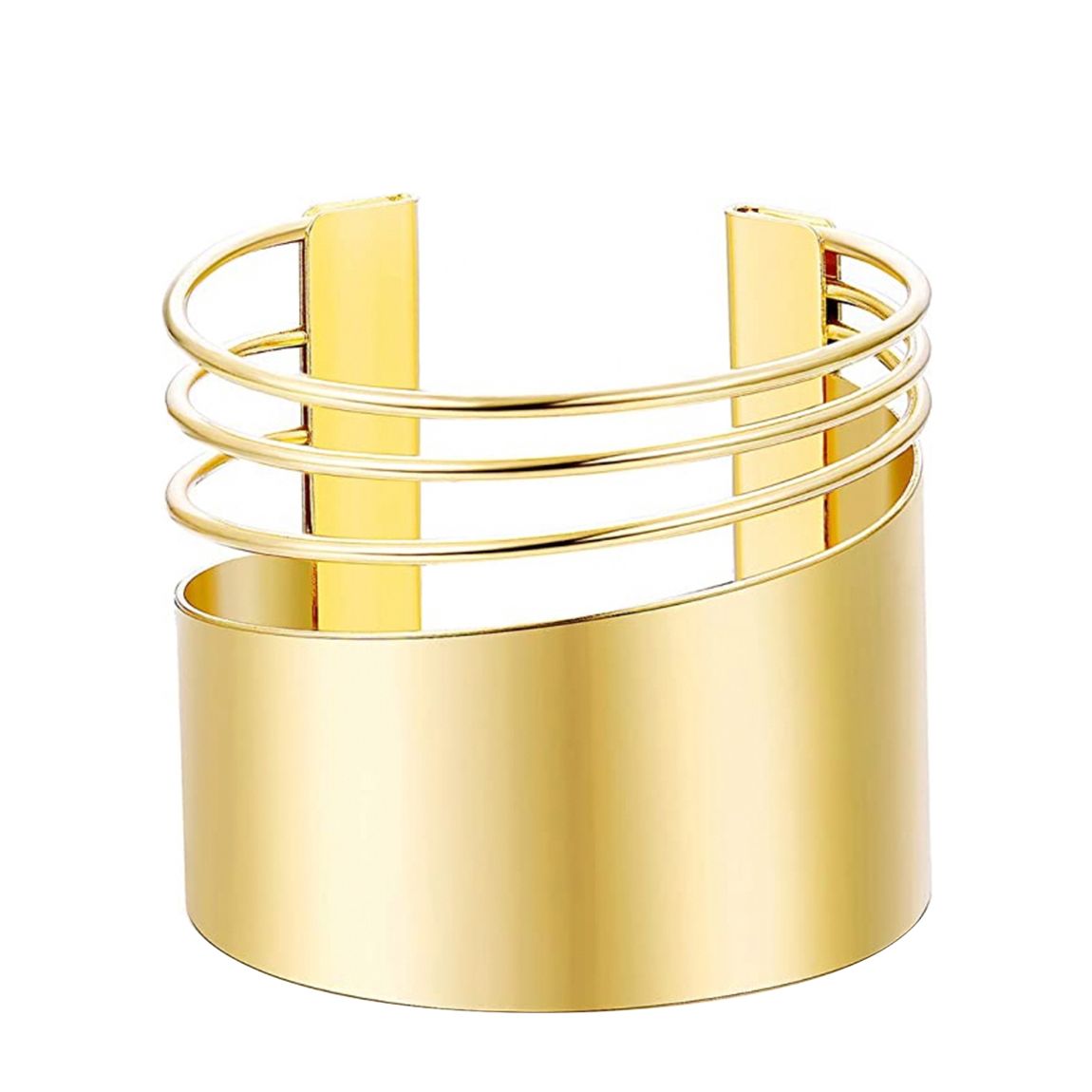 18K Gold Plated Polished Wide Cuff Bangle main product photo