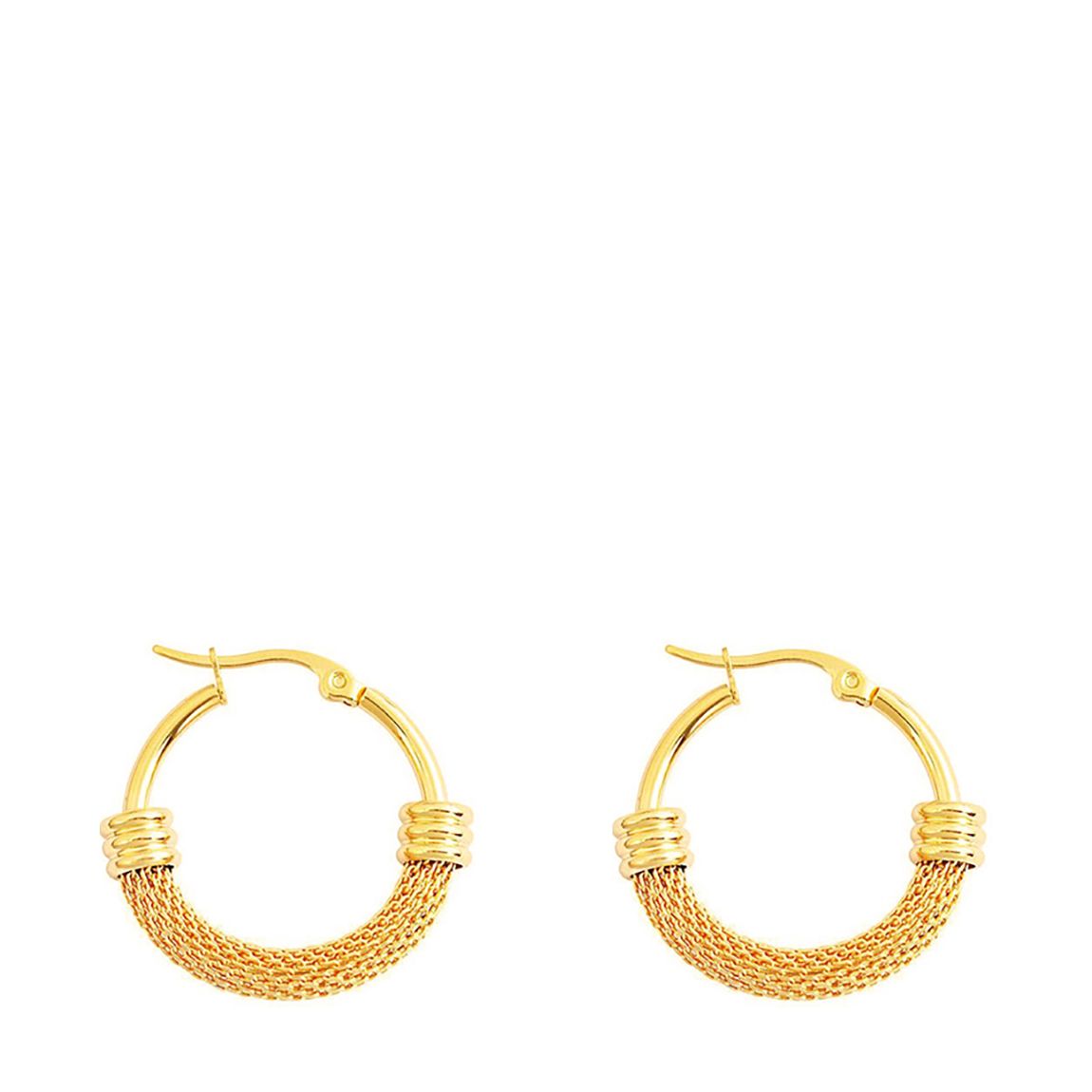 18K Gold Plated Polished Mesh Hoop Earrings main product photo