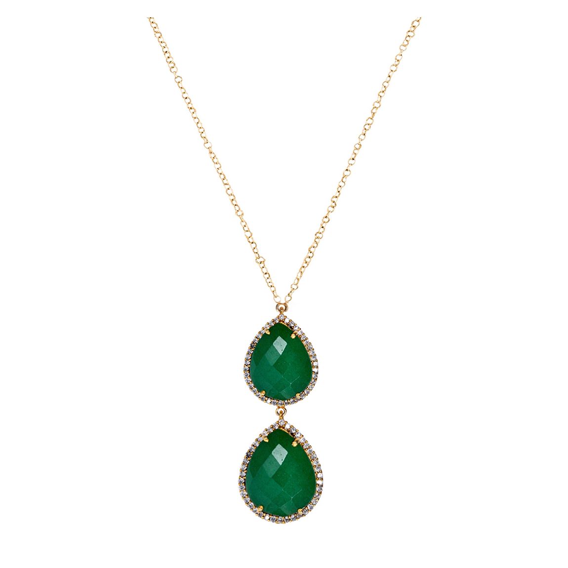 18K Gold Plated Emerald Multi Pear Drop Necklace main product photo