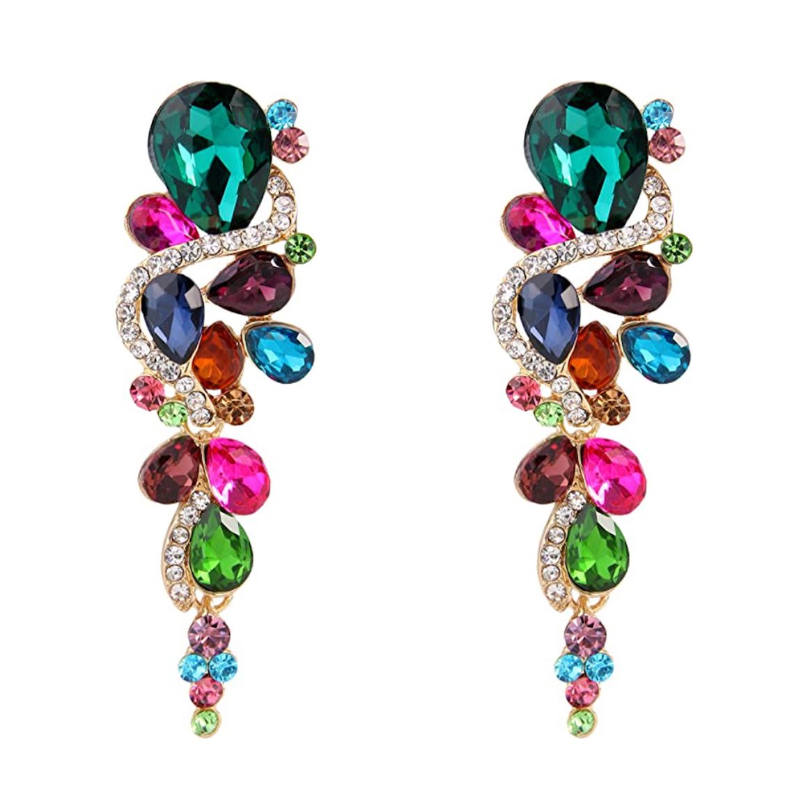 18K Gold Plated Multi Crystal Chandelier Earrings main product photo