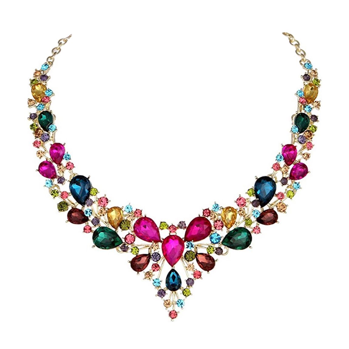 18K Gold Plated Multi colour Crystal Necklace main product photo