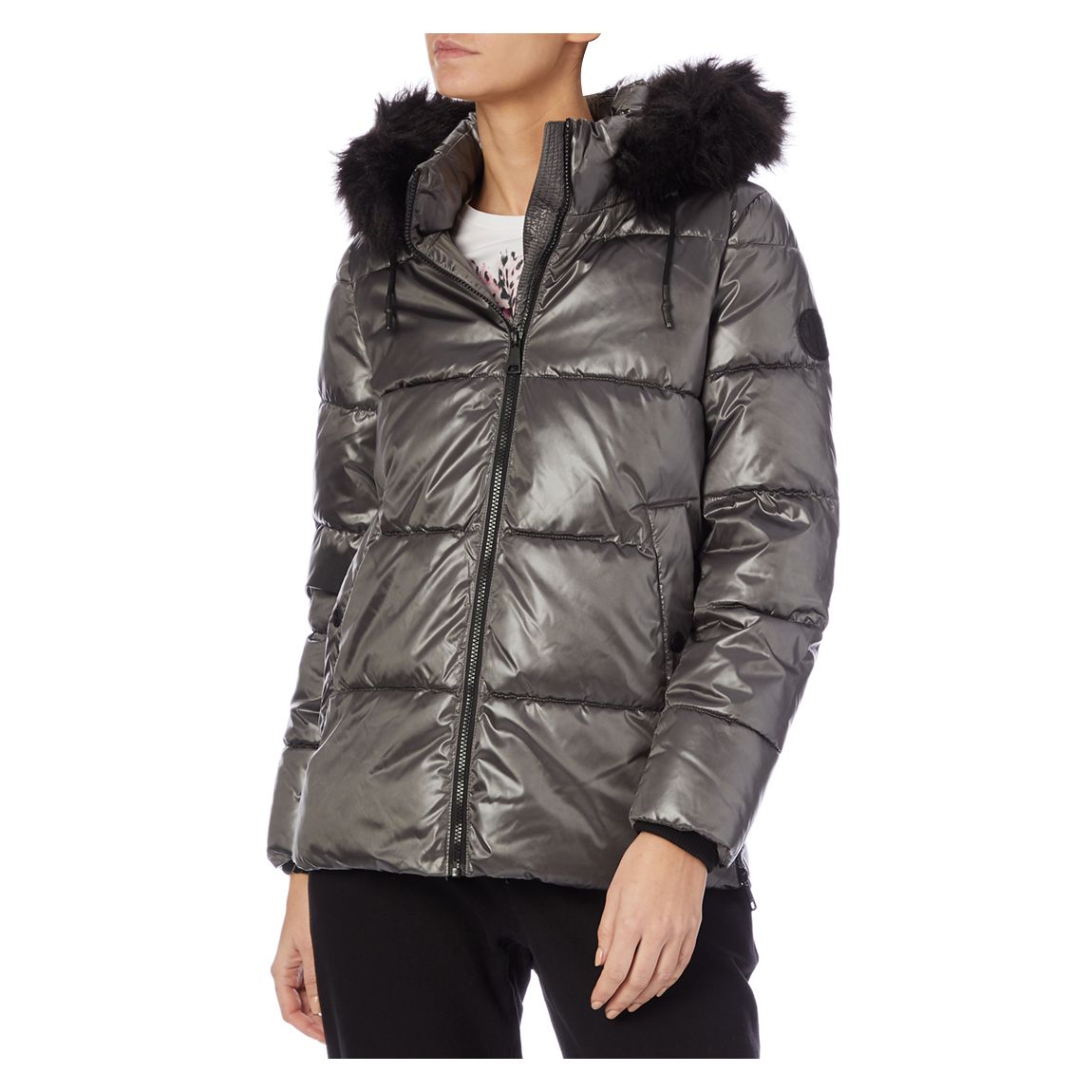 Women's Grey Short Core Puffer Coat main product photo