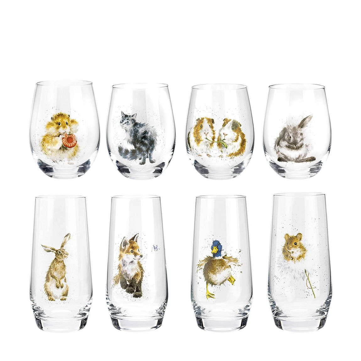 Set of 8 Assorted Country Animals Glasses main product photo