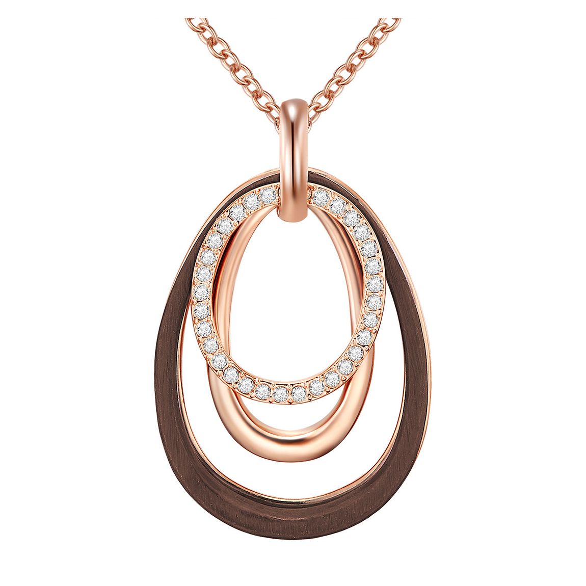 Rose Gold Black Swarovski Crystal Necklace main product photo