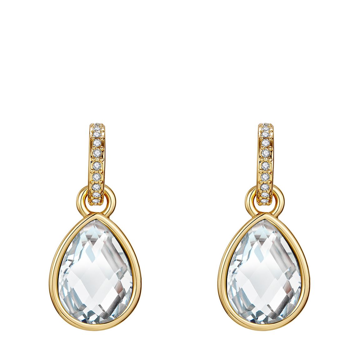 Yellow Gold Tear Drop Crystal Earrings main product photo