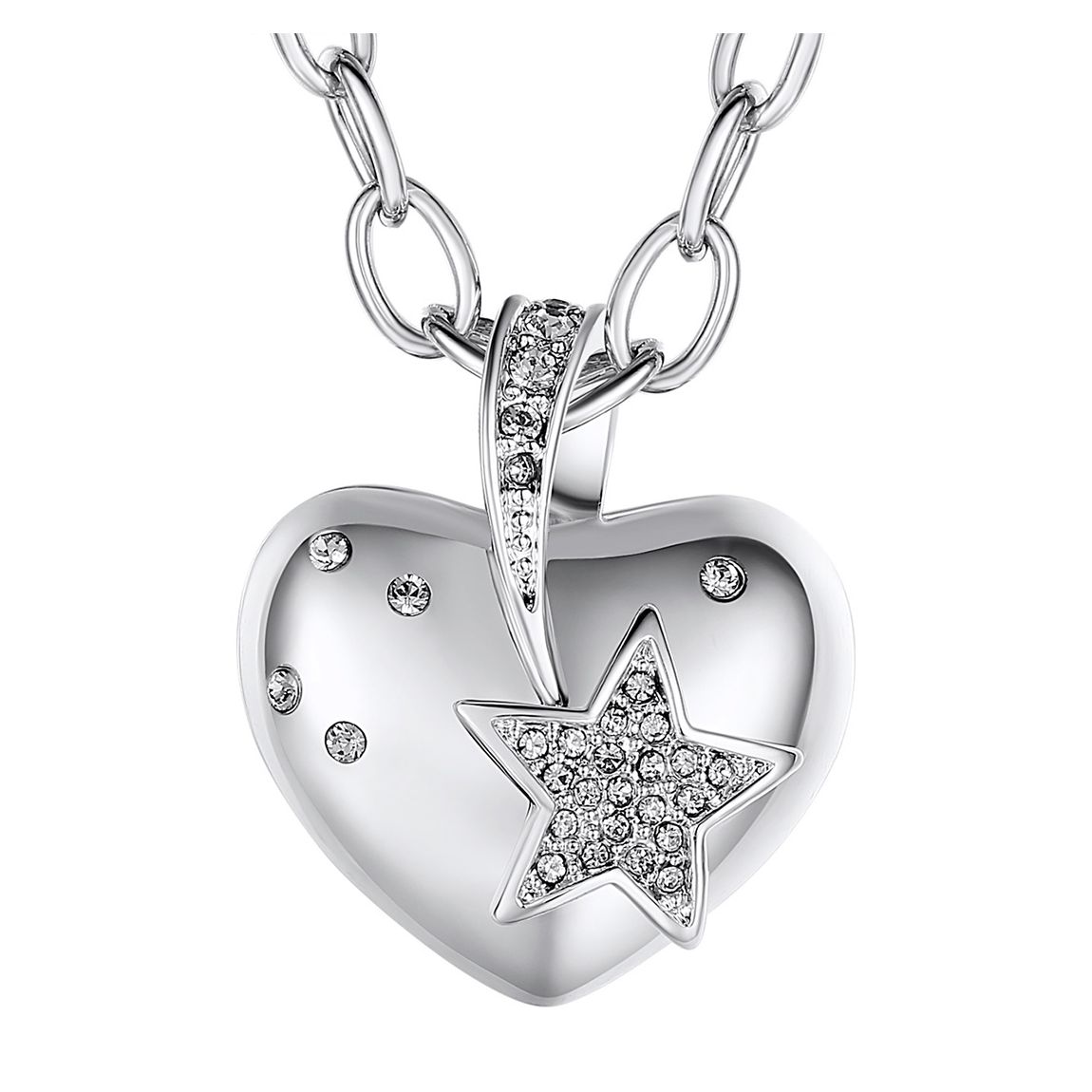 Silver Heart Pendant Necklace with Swarovski Crystals main product photo