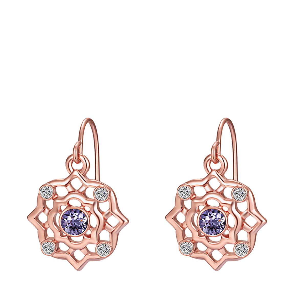 Rose Gold Swarovski Flower Design Drop Earrings main product photo