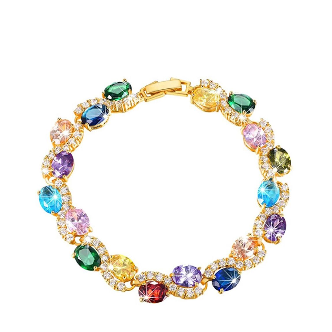 18K Gold Plated Multi Gemstone Tennis Bracelet main product photo