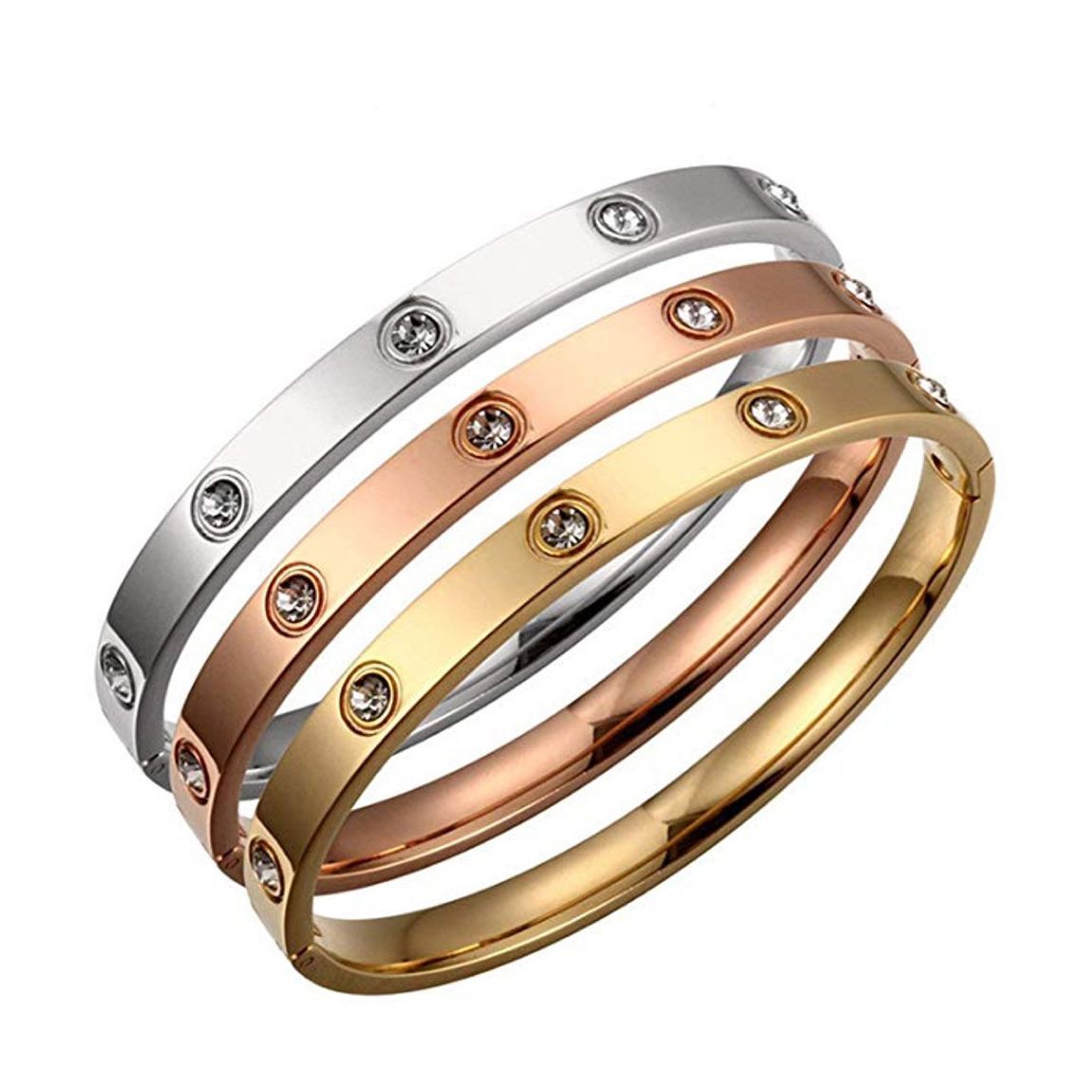 Rose Gold/Silver Plated Tri Bangle Set main product photo