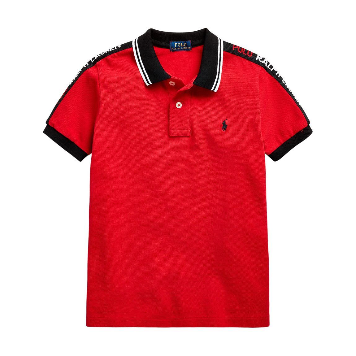Toddler Boy's Red Cotton Mesh Polo Shirt main product photo