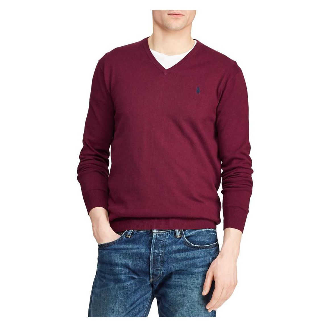 Deep Red Slim Fit Cotton Jumper main product photo