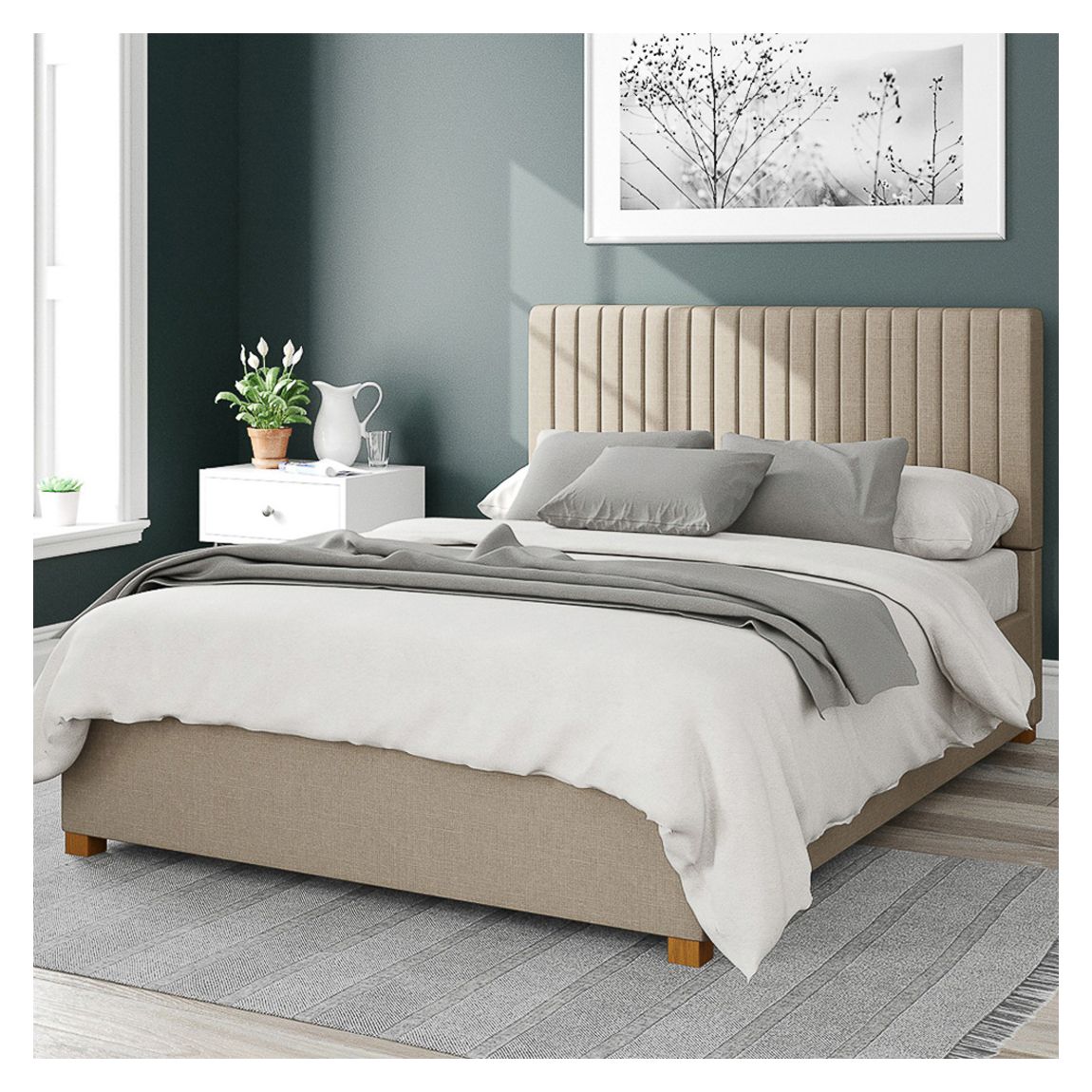 Grant Eire Linen Superking Ottoman Bed, Natural main product photo