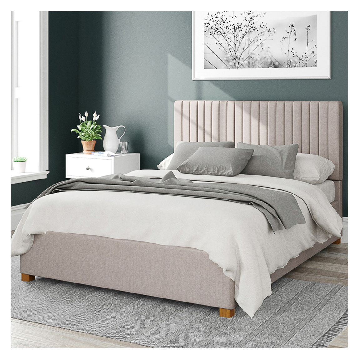 Grant Eire Linen Superking Ottoman Bed, Off White main product photo