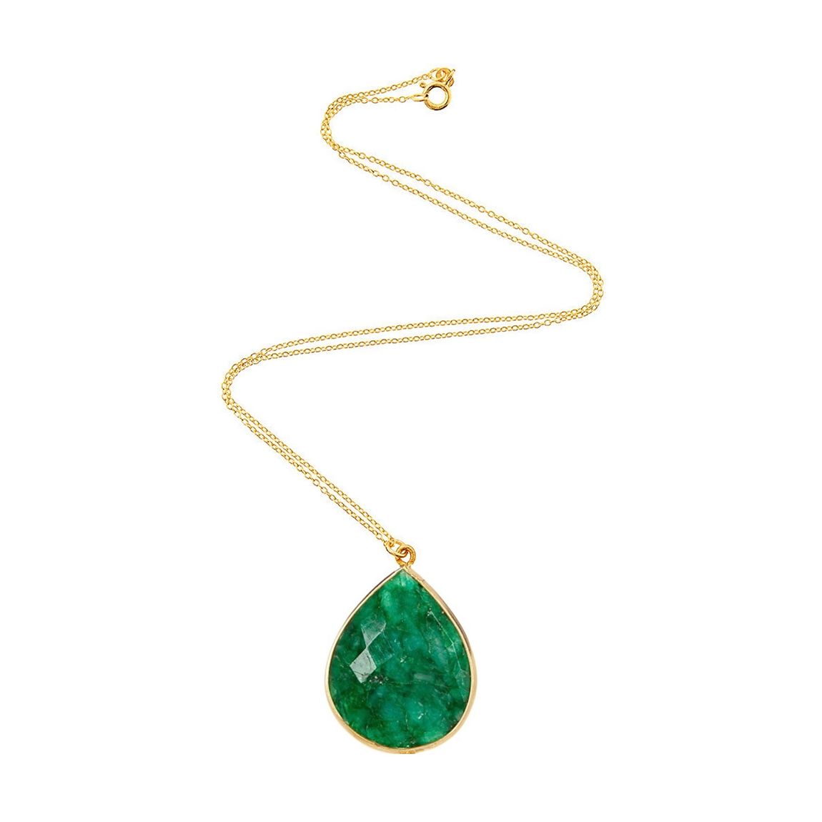 18K Emerald Pear Drop Pendant Necklace main product photo