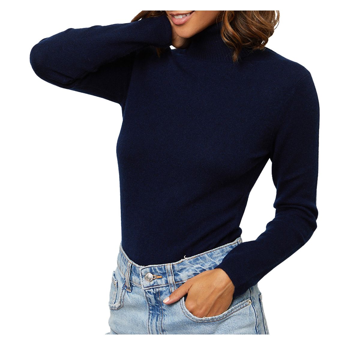 Navy Cashmere Polo Jumper main product photo