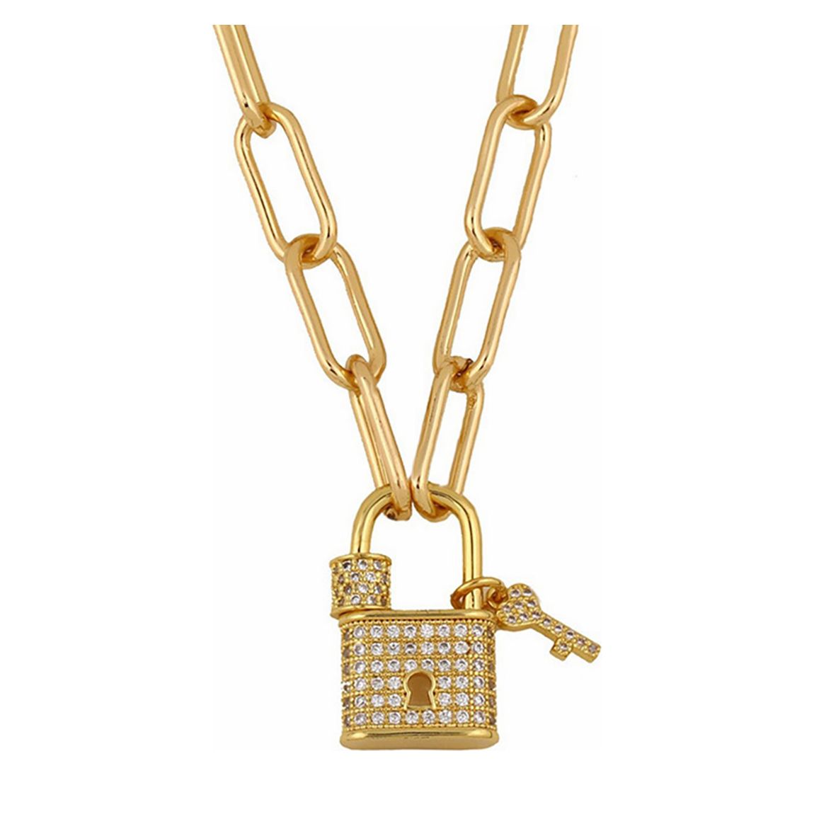 18K Gold Plated Lock Necklace main product photo