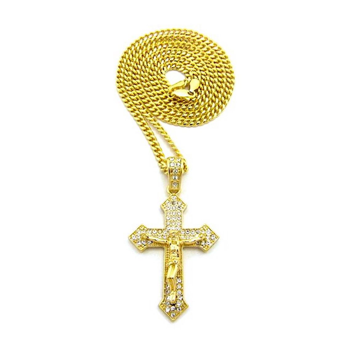 18K Gold Plated CZ Cross Necklace main product photo
