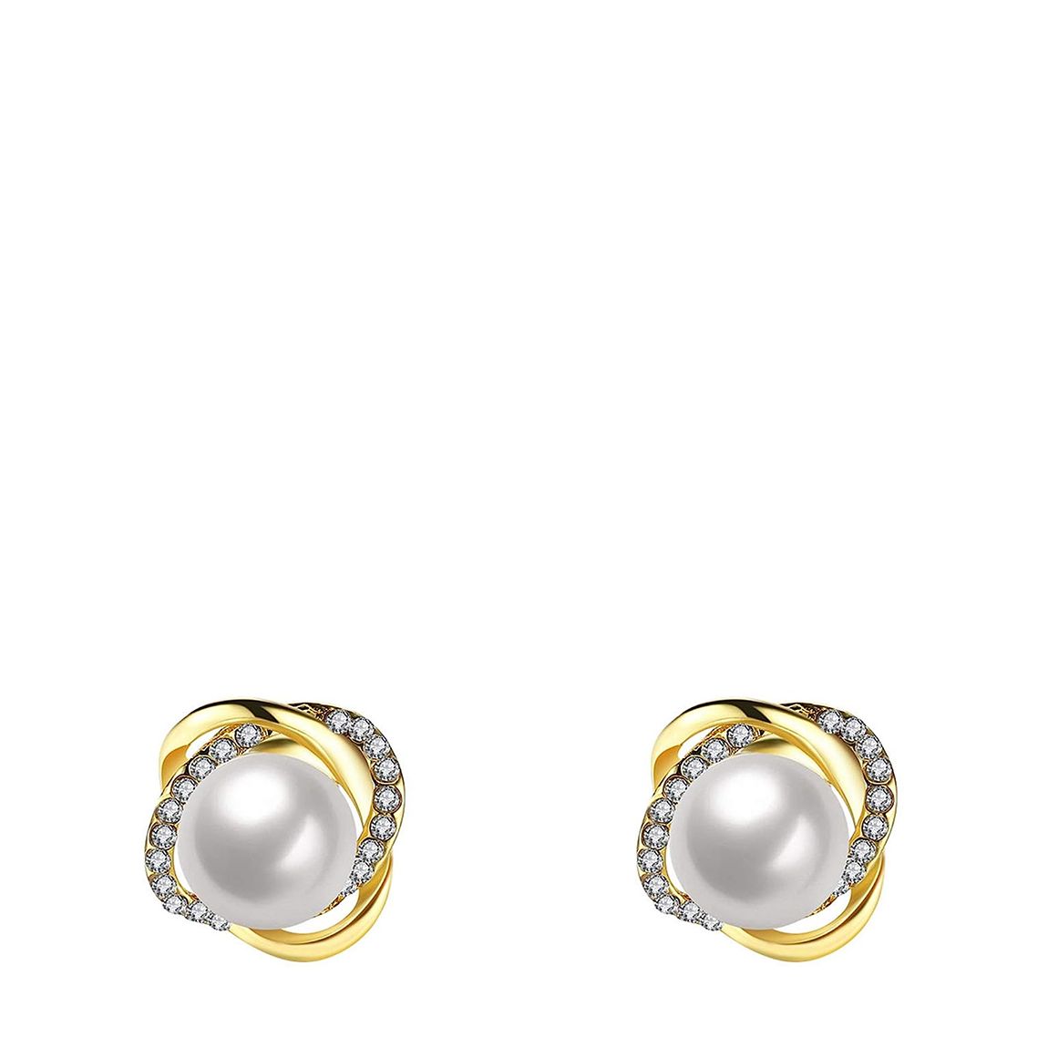 18K Gold Plated Embellished Pearl Stud Earrings main product photo
