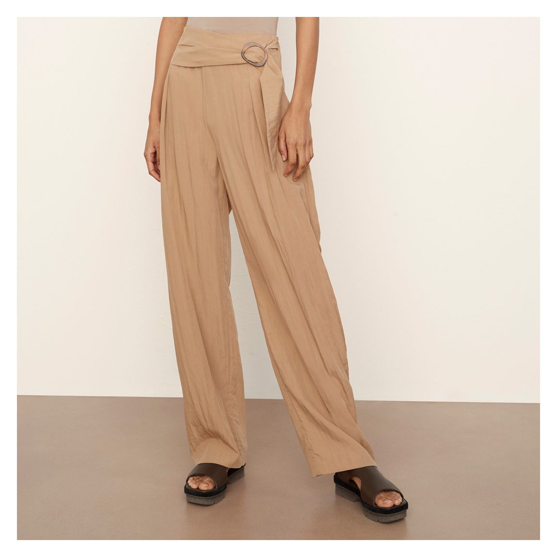 Camel Tie Front Wide Leg Trousers main product photo