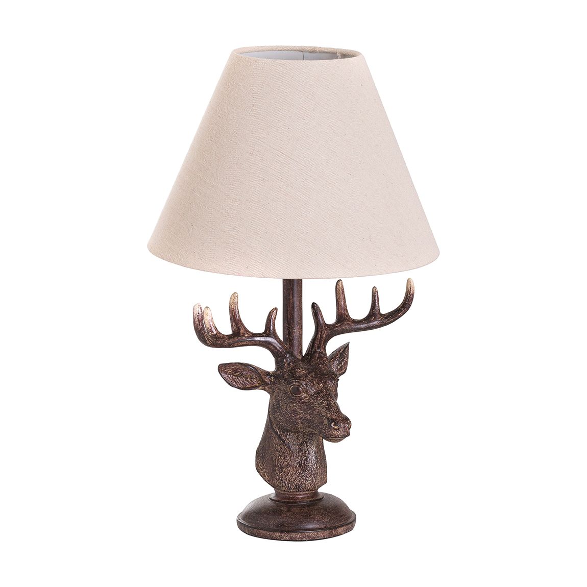 Stag Head Table Lamp With Linen Shade main product photo