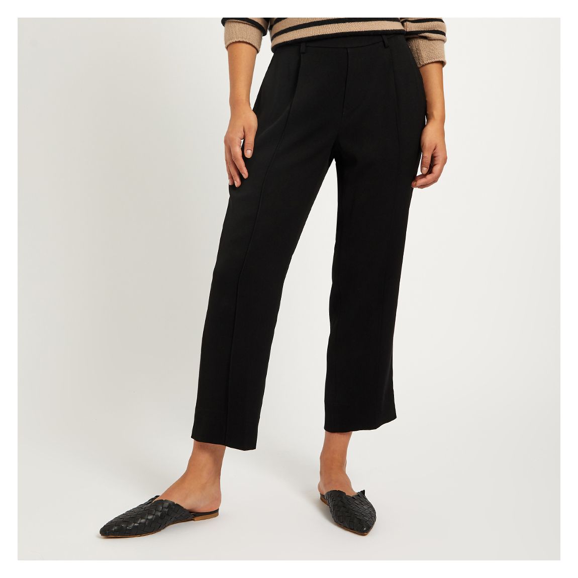 Black Pintuck Cropped Trousers main product photo