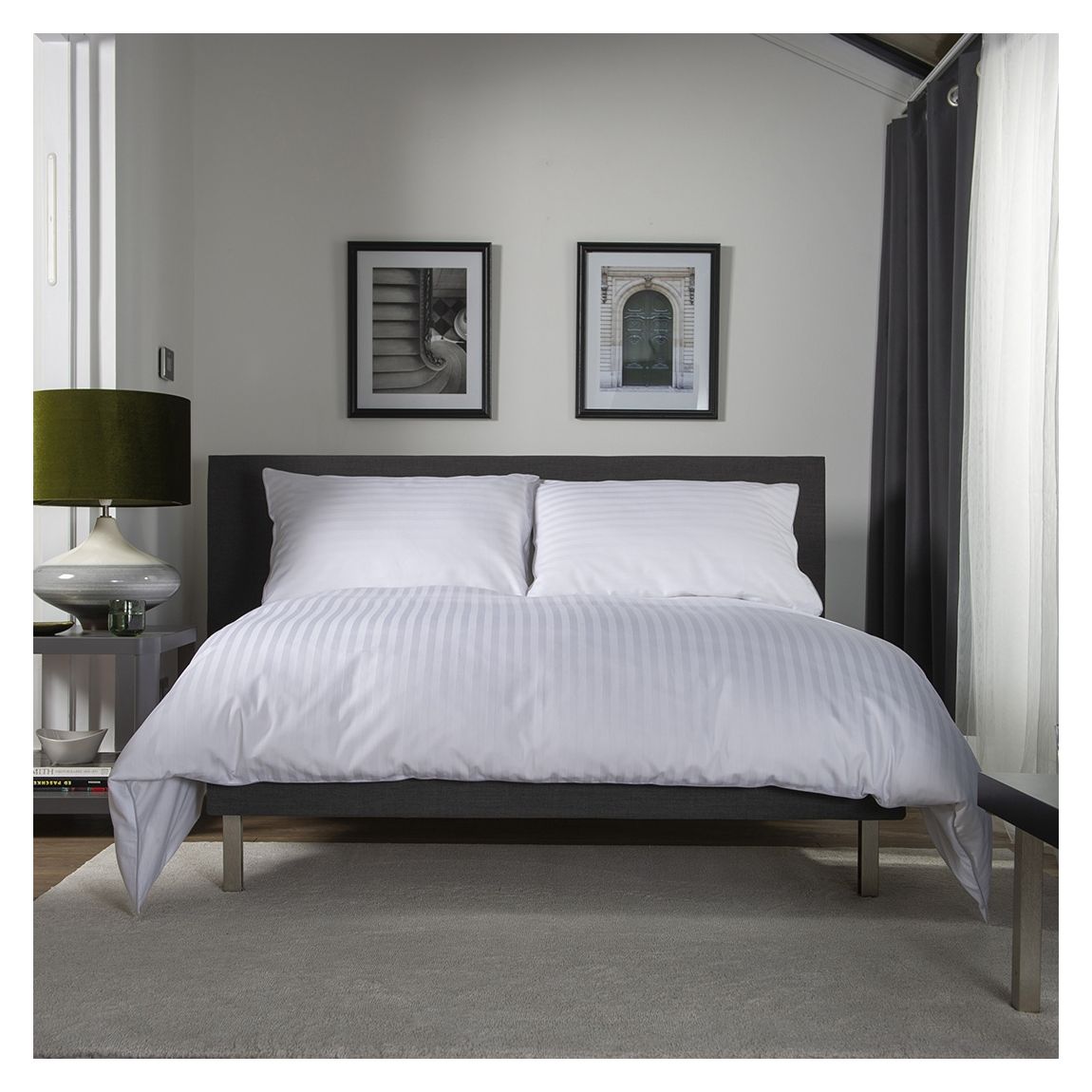 Canterbury Double Duvet Cover Set, White/Grey main product photo