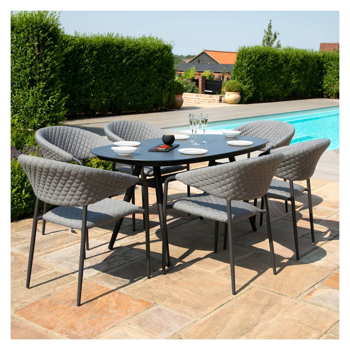 SAVE £360 - Pebble 6 Seat Oval Dining Set, Flanelle main product photo