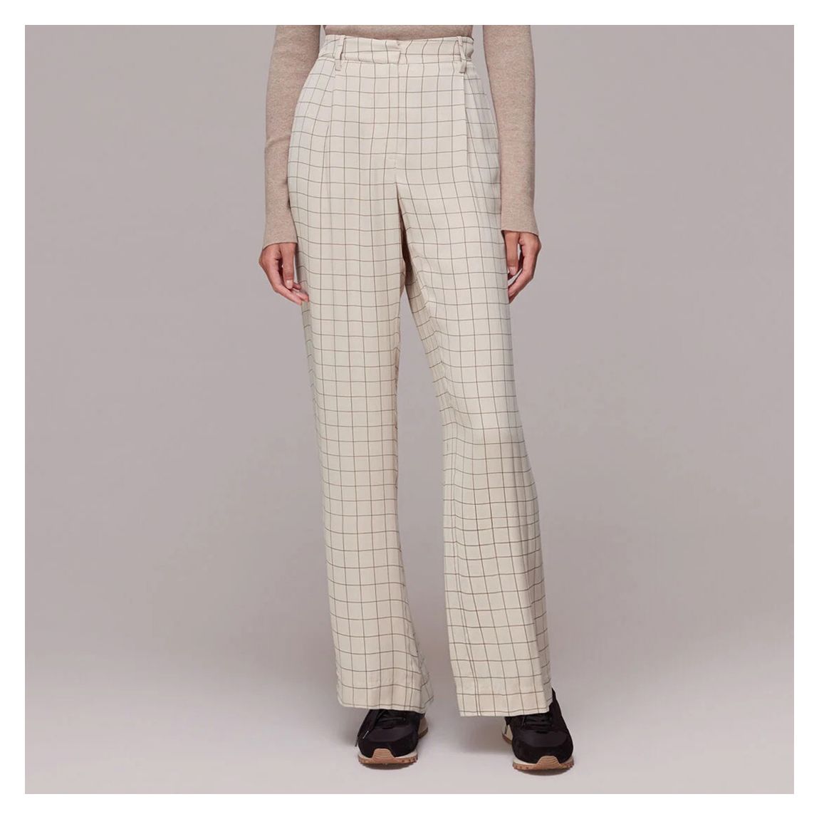 Cream Niamo Grid Print Trousers main product photo