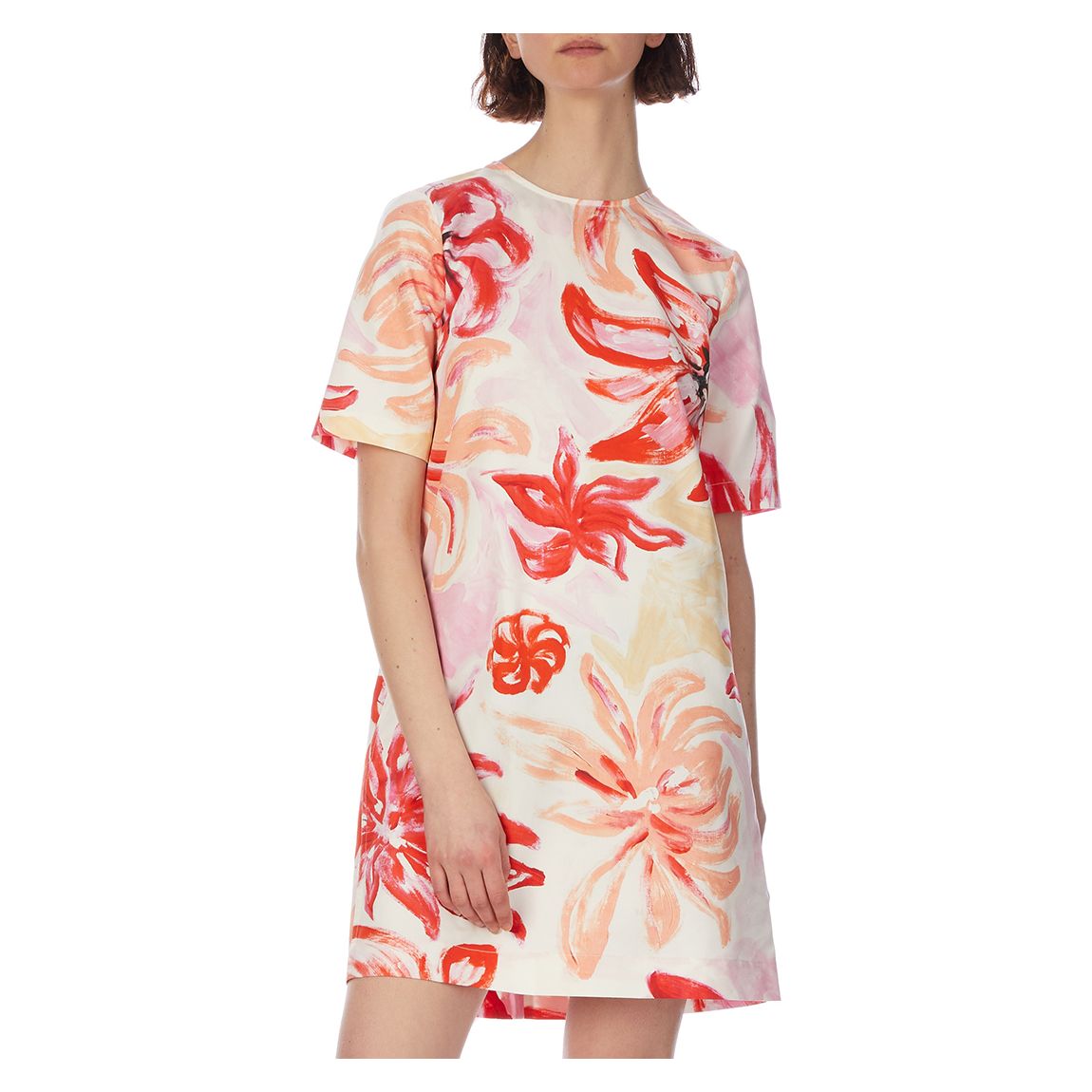 Pink Floral Print Cotton/Silk Dress main product photo