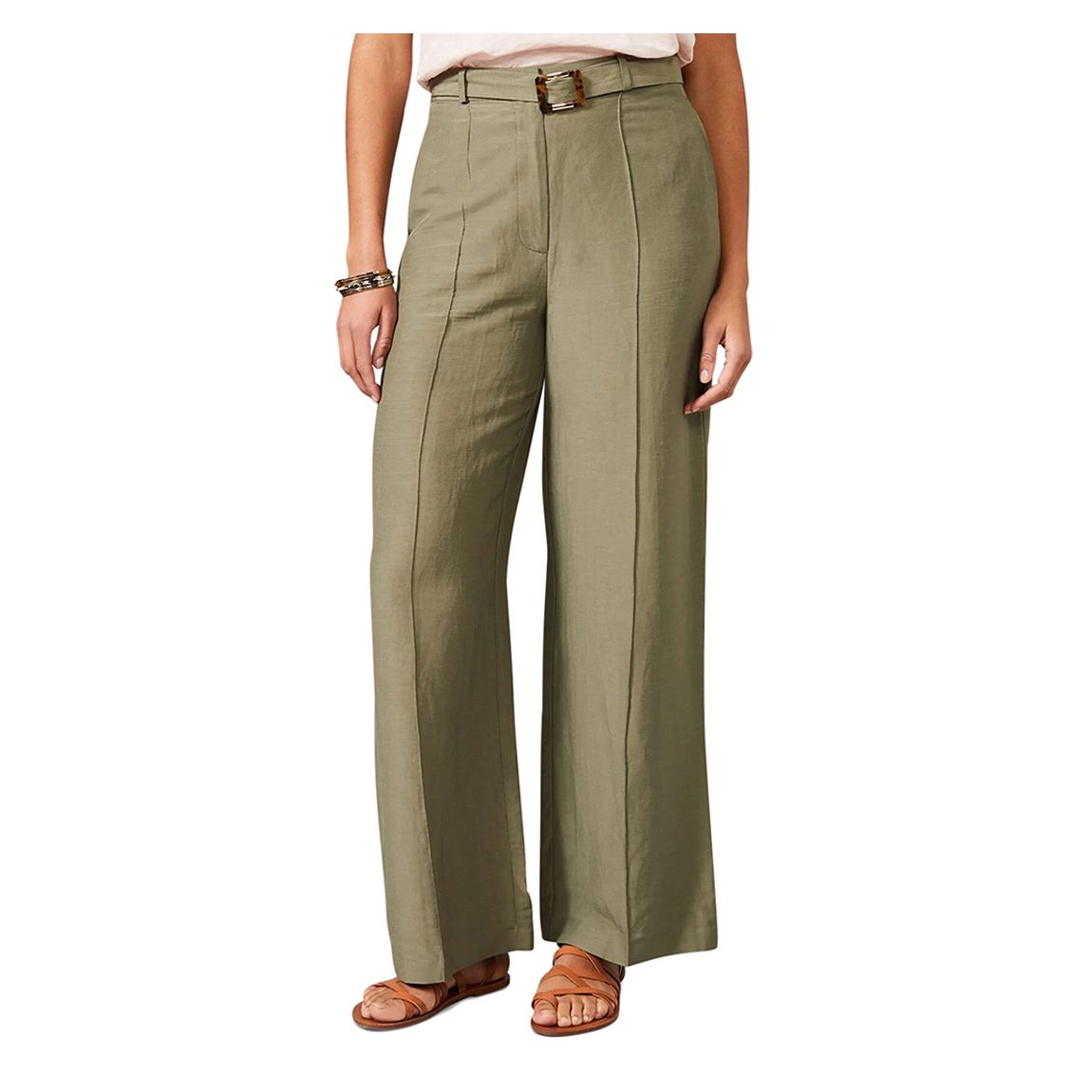 Khaki Issy Linen Blend Trousers main product photo