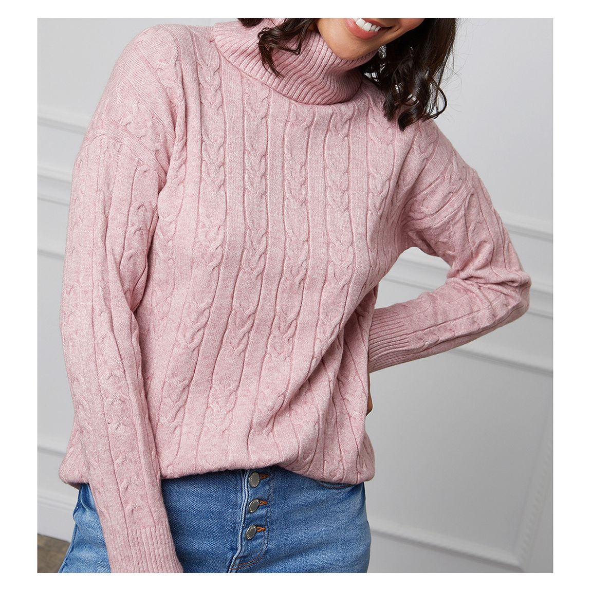Pink Cashmere Blend Roll Neck Jumper main product photo