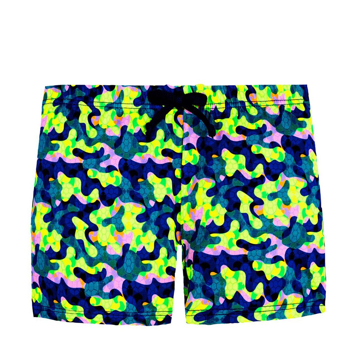 Boy's Neon Yellow Neo Camo Swim Shorts main product photo