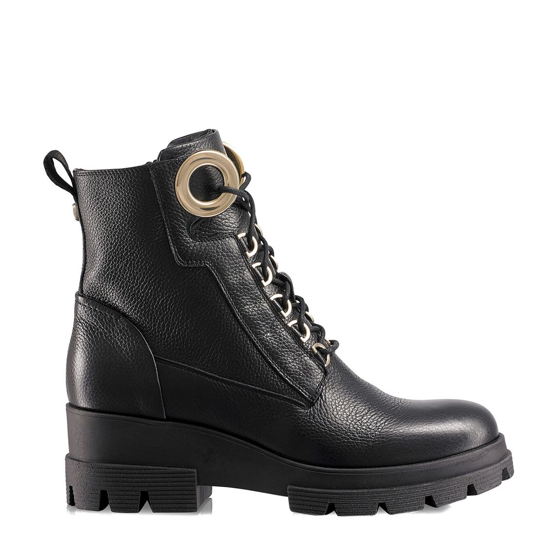 Black Leather Crush Hour Combat Boots main product photo