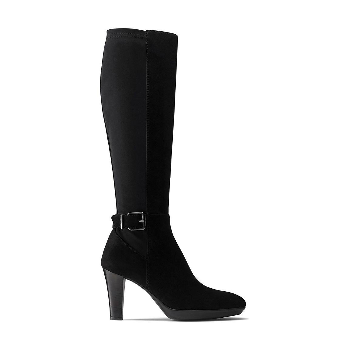 Black Suede Rainbow Knee High Boot main product photo