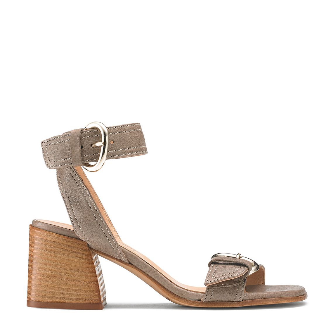 Beige Leather Stack Up Block Heel Sandal main product photo